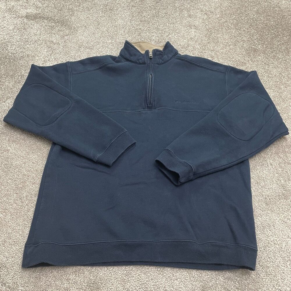 Columbia Hart Mountain Sweatshirt Men Medium Blue Fleece 1/4 Zip Pullover Casual